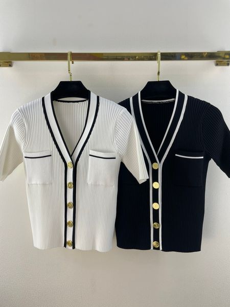 811 l 2022 runway summer brand same style sweater v neck black white cardigan short sleeve women's sweaters weilan, White;black
811 l 2022 runway summer brand same style sweater v neck black white cardigan short sleeve women's sweaters weilan, White;black