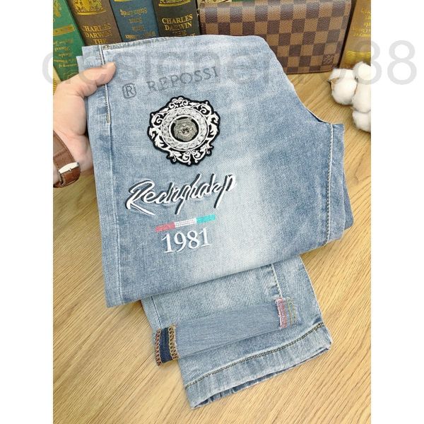 men's jeans designer new summer thin embroidered jeans men's fashion brand bead piece elastic washing slim fit pants wr8g, Blue
men's jeans designer new summer thin embroidered jeans men's fashion brand bead piece elastic washing slim fit pants wr8g, Blue