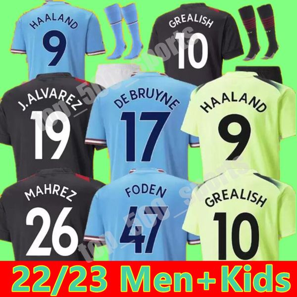 22 23 haaland soccer jersey de bruyne phillips mans cities grealish mahrez manchesters foden 2022 2023 football shirt uniforms men kids kit, Black;yellow
22 23 haaland soccer jersey de bruyne phillips mans cities grealish mahrez manchesters foden 2022 2023 football shirt uniforms men kids kit, Black;yellow