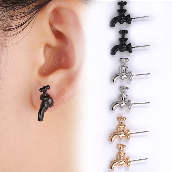 water tap faucet stud earrings creativity new design for women men piercing ear jewelry gifts, Golden;silver
water tap faucet stud earrings creativity new design for women men piercing ear jewelry gifts, Golden;silver