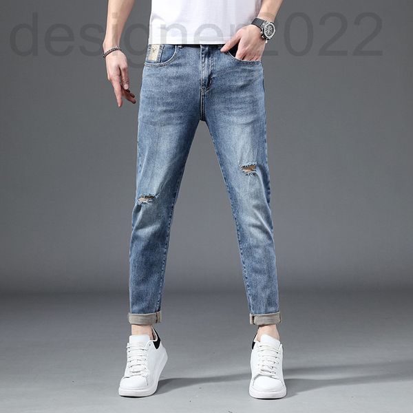 men's jeans designer european men's jeans fashion trend spring and autumn style pierced pants elastic slim fit small feet straight, Blue
men's jeans designer european men's jeans fashion trend spring and autumn style pierced pants elastic slim fit small feet straight, Blue