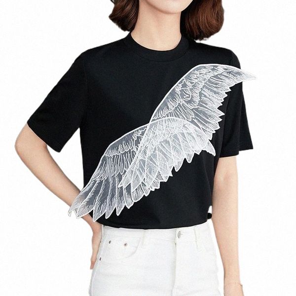women's t-shirt qoerlin chic wing patchwork t-shirts women summer short sleeve loose casual female black o-neck basic b6eg#, White
women's t-shirt qoerlin chic wing patchwork t-shirts women summer short sleeve loose casual female black o-neck basic b6eg#, White