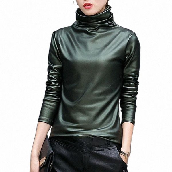 women's t-shirt punk plus size women basic shirts autumn turtleneck long sleeve shirt ladies faux leather solid color#0626g30 r8ng#, White
women's t-shirt punk plus size women basic shirts autumn turtleneck long sleeve shirt ladies faux leather solid color#0626g30 r8ng#, White