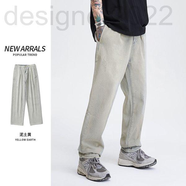 men's jeans designer american fashion yellow mud dyed jeans men's wide leg loose straight pants thin in summer fashionable and ver, Blue
men's jeans designer american fashion yellow mud dyed jeans men's wide leg loose straight pants thin in summer fashionable and ver, Blue