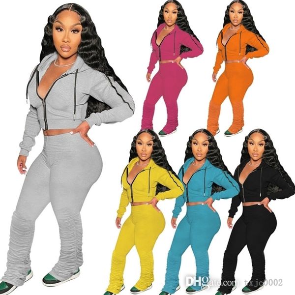 fall sportswear women tracksuits 2 pieces set designer zipper hooded sweater crop stacked pants suit sports outfits, Gray
fall sportswear women tracksuits 2 pieces set designer zipper hooded sweater crop stacked pants suit sports outfits, Gray
