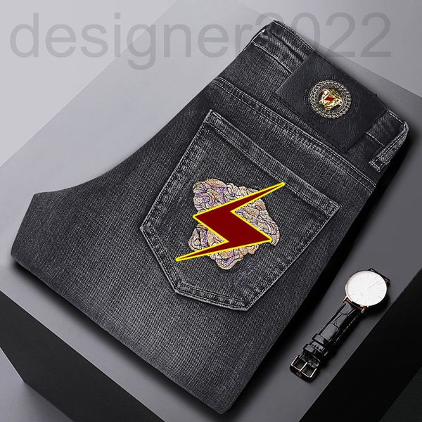 men's jeans designer european spring and autumn medusa embroidered jeans men's black grey fashionable comfortable elastic slim fit, Blue
men's jeans designer european spring and autumn medusa embroidered jeans men's black grey fashionable comfortable elastic slim fit, Blue