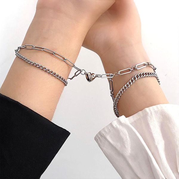 2pcs set heart shaped strand magnet attraction bracelet for women couples cuba chain mens and womens charm jewelry gifts, Black
2pcs set heart shaped strand magnet attraction bracelet for women couples cuba chain mens and womens charm jewelry gifts, Black