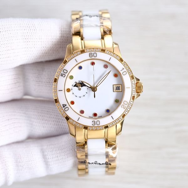 fashion women's mechanical watch 36mm ceramic bracelet bezel automatic movement 9-bit sun moon star morning sapphire mirror womens watc, Slivery;golden
fashion women's mechanical watch 36mm ceramic bracelet bezel automatic movement 9-bit sun moon star morning sapphire mirror womens watc, Slivery;golden
