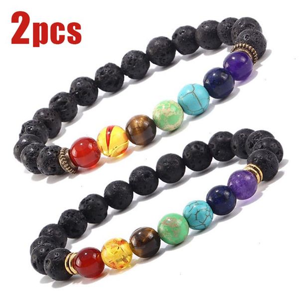2pcs set 7 chakra strands reiki healing stone bracelet yoga balance energy natural volcanic stones beads jewelry planet beaded bracelets, Black
2pcs set 7 chakra strands reiki healing stone bracelet yoga balance energy natural volcanic stones beads jewelry planet beaded bracelets, Black
