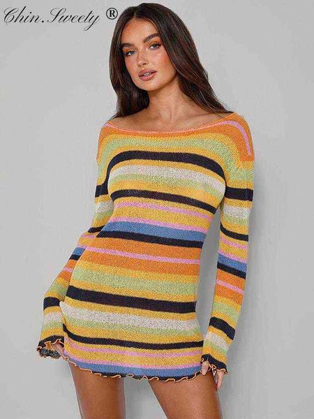 y2k rainbow stripe knitted mini dress women long sleeve o-neck short dresses female summer fall bohemian beach club robe t220819, Black;gray
y2k rainbow stripe knitted mini dress women long sleeve o-neck short dresses female summer fall bohemian beach club robe t220819, Black;gray