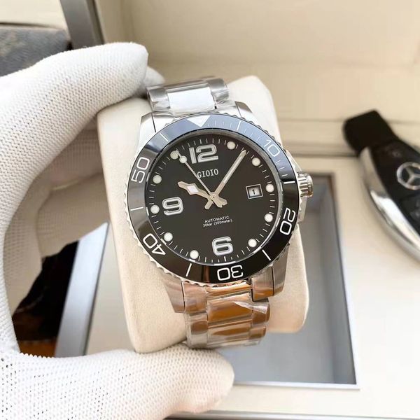 42mm mens mechanical automatic watch date sapphire luminous black blue ceramic bezel, Slivery;brown
42mm mens mechanical automatic watch date sapphire luminous black blue ceramic bezel, Slivery;brown
