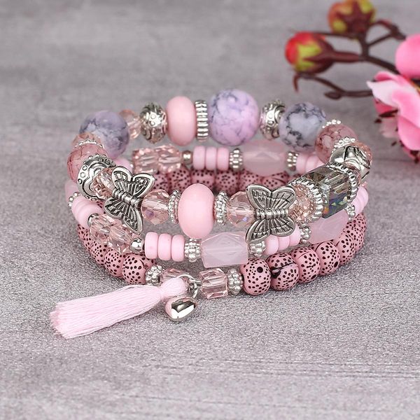 3pcs boho bohemian pink strands butterfly pendant charm beads bracelets set for women stone wristband bracelet bangles pulseras feminina, Black
3pcs boho bohemian pink strands butterfly pendant charm beads bracelets set for women stone wristband bracelet bangles pulseras feminina, Black