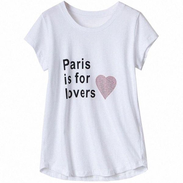 women t-shirt summer women's cotton letter print short sleeve t shirt t35y#, White
women t-shirt summer women's cotton letter print short sleeve t shirt t35y#, White