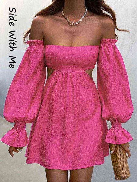 side with me 2022 summer women long lantern sleeve backless mini dresses party robe elegant hollow out splicing woman dress t220819, Black;gray
side with me 2022 summer women long lantern sleeve backless mini dresses party robe elegant hollow out splicing woman dress t220819, Black;gray