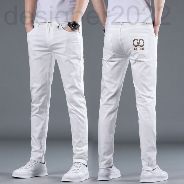 men's jeans designer korean version high-end men's white jeans fashion trend elastic slim fit small leg straight pants thin style, Blue
men's jeans designer korean version high-end men's white jeans fashion trend elastic slim fit small leg straight pants thin style, Blue