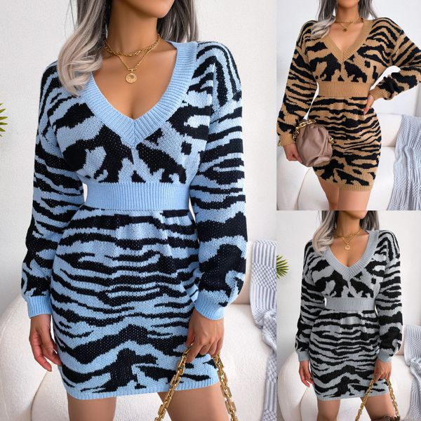 ins style real sautumn winter sweater european and american fashion tiger pattern lantern sleeve waist sweater dress, White;black
ins style real sautumn winter sweater european and american fashion tiger pattern lantern sleeve waist sweater dress, White;black