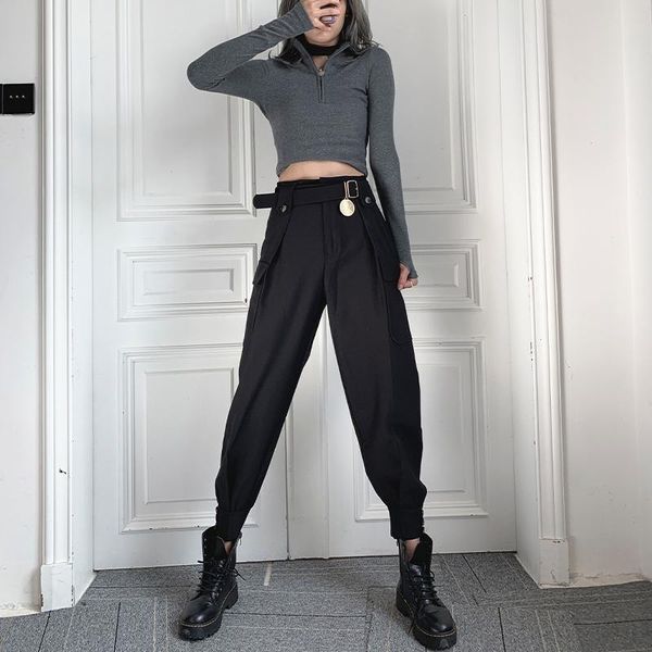 black khaki brown cargo pants women pencil spring autumn fashion streetwear harem trouser female, Black;white
black khaki brown cargo pants women pencil spring autumn fashion streetwear harem trouser female, Black;white