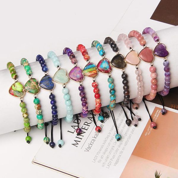 6mm natural stone beads braid strand bracelet handmade heart charm woven bracelets adjustable yoga female for women jewelry, Black
6mm natural stone beads braid strand bracelet handmade heart charm woven bracelets adjustable yoga female for women jewelry, Black