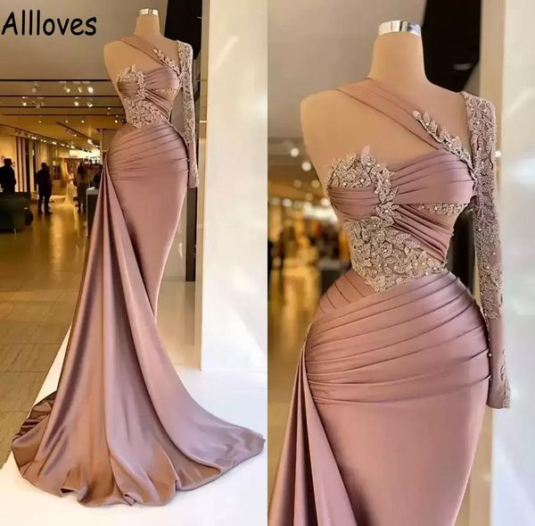 elegant ruched satin mermaid prom dresses with one shoulder long sleeve beaded lace appliques evening party gowns long arabic aso ebi formal, Black
elegant ruched satin mermaid prom dresses with one shoulder long sleeve beaded lace appliques evening party gowns long arabic aso ebi formal, Black
