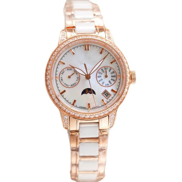 fashion classic women's watch 35mm 9100 moon phase function mechanical movement sapphire mirror ceramic band life water resistant 100 m, Slivery;golden
fashion classic women's watch 35mm 9100 moon phase function mechanical movement sapphire mirror ceramic band life water resistant 100 m, Slivery;golden