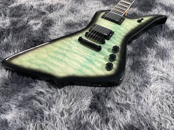 chinese electric guitar exploer style green color flame maple black hardware mahogany body and neck
chinese electric guitar exploer style green color flame maple black hardware mahogany body and neck