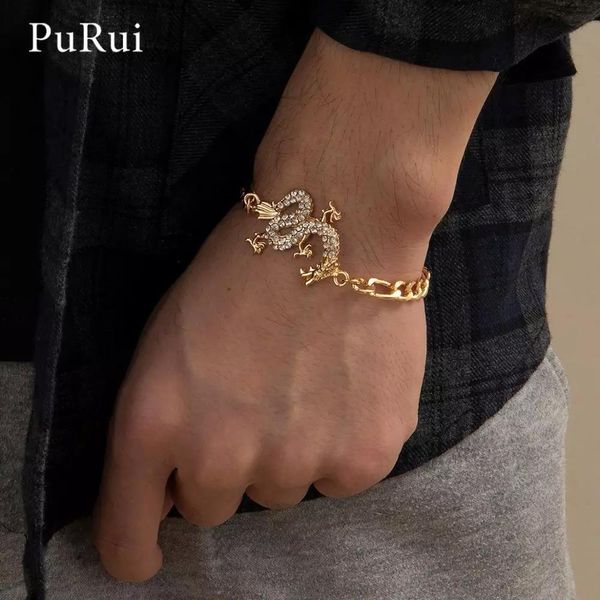 kpop luxury crystal dragon pendant strand bracelet for women men gold color metal cuban link chain wrist jewerly, Black
kpop luxury crystal dragon pendant strand bracelet for women men gold color metal cuban link chain wrist jewerly, Black