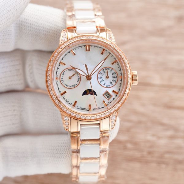 fashion classic women's watch 35mm 9100 moon phase function mechanical movement sapphire mirror ceramic band life water resistant 100 m, Slivery;golden
fashion classic women's watch 35mm 9100 moon phase function mechanical movement sapphire mirror ceramic band life water resistant 100 m, Slivery;golden