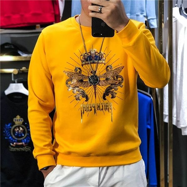 men's long sleeve hoodie luxury dragonfly diamond print male sweater new autumn winter trend designer pullover versatile man clothing m, Black
men's long sleeve hoodie luxury dragonfly diamond print male sweater new autumn winter trend designer pullover versatile man clothing m, Black
