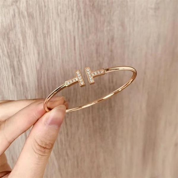 diamond inlaid double t bracelet opening women's bangle net red coil 18k rose gold niche design277m, Black
diamond inlaid double t bracelet opening women's bangle net red coil 18k rose gold niche design277m, Black