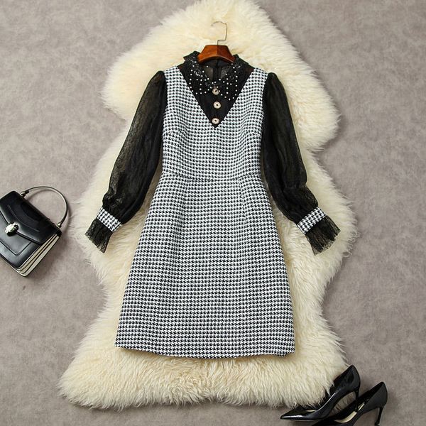 2022 fall autumn long sleeve lapel neck black tweed houndstooth panelled beaded rhinestone knee-length dress elegant casual dresses 22g20206, Black;gray
2022 fall autumn long sleeve lapel neck black tweed houndstooth panelled beaded rhinestone knee-length dress elegant casual dresses 22g20206, Black;gray