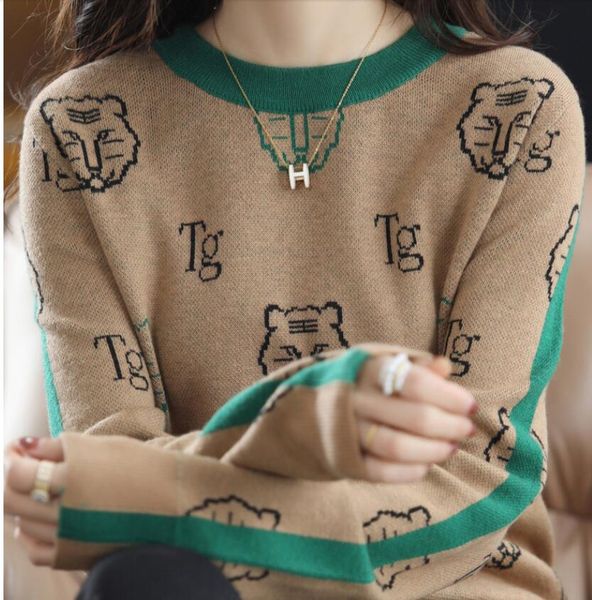 women's cashmere sweater knitted tiger luxury ggity letter autumn winter warm fashion sweater top, White;black
women's cashmere sweater knitted tiger luxury ggity letter autumn winter warm fashion sweater top, White;black