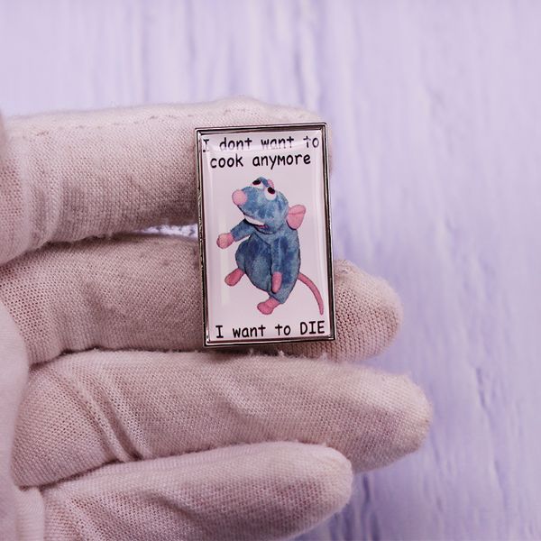 i don't want to cook anymore die funny rat saying pin brooch, Blue 
i don't want to cook anymore die funny rat saying pin brooch, Blue