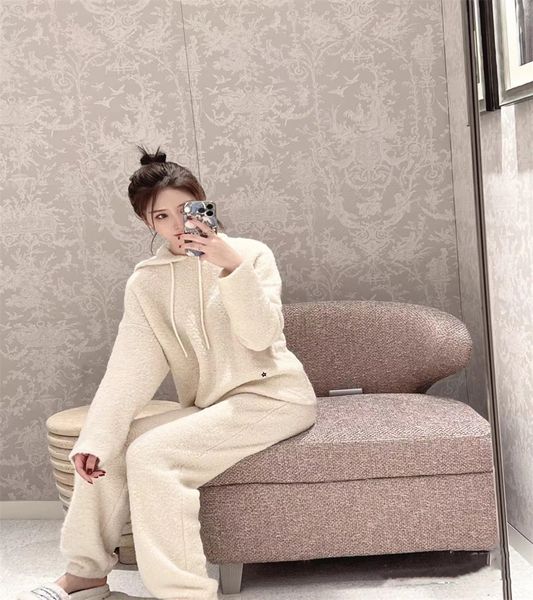 women's two piece pants lamb woolen hoodie sport style hooded version of sweatshirt classic star embroidery embellish woolen pullover s, White
women's two piece pants lamb woolen hoodie sport style hooded version of sweatshirt classic star embroidery embellish woolen pullover s, White