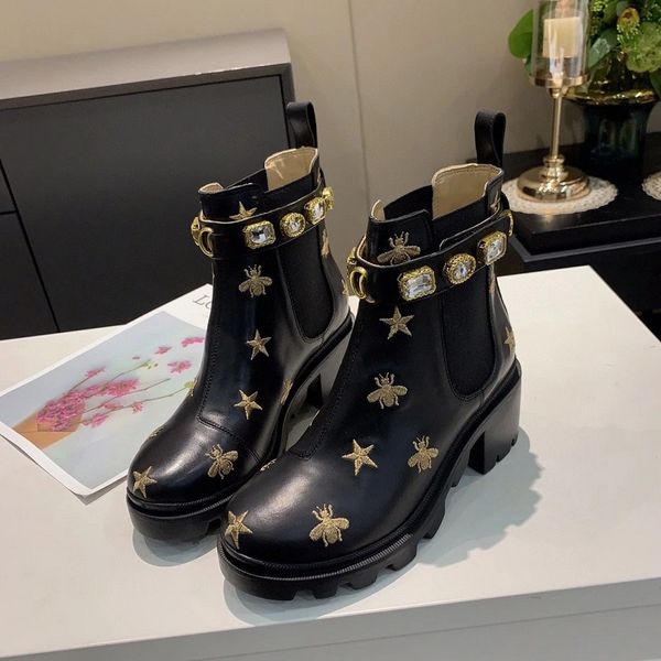 black martin ankle boots designer womens chunky heels luxury big rhinestone buckle belt platform winter booties eu40
black martin ankle boots designer womens chunky heels luxury big rhinestone buckle belt platform winter booties eu40