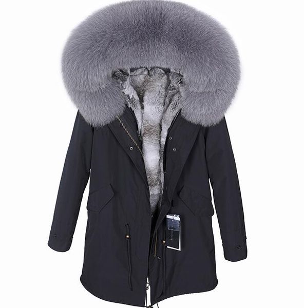black canvas long women parka with grey white rex rabbit fur lined gray fox fur trim ladies snow coats furs jackets ykk zipper
black canvas long women parka with grey white rex rabbit fur lined gray fox fur trim ladies snow coats furs jackets ykk zipper