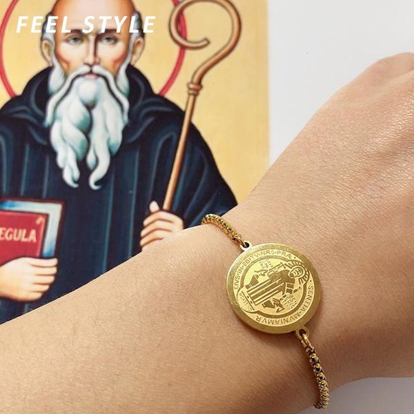 trendy stainless steel san strands benito bracelet church st. benedict cross pulsera for women religious jewelry, Black
trendy stainless steel san strands benito bracelet church st. benedict cross pulsera for women religious jewelry, Black