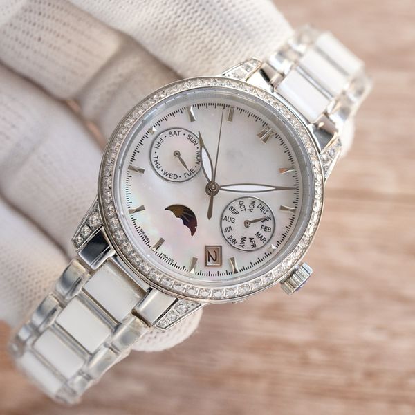 fashion classic women's watch 35mm 9100 moon phase function mechanical movement sapphire mirror ceramic band life water resistant 100 m, Slivery;golden
fashion classic women's watch 35mm 9100 moon phase function mechanical movement sapphire mirror ceramic band life water resistant 100 m, Slivery;golden