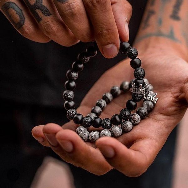 classic crown charm strands bracelet men handmade pave cz 8mm lava stone matte bead for jewelry, Black
classic crown charm strands bracelet men handmade pave cz 8mm lava stone matte bead for jewelry, Black