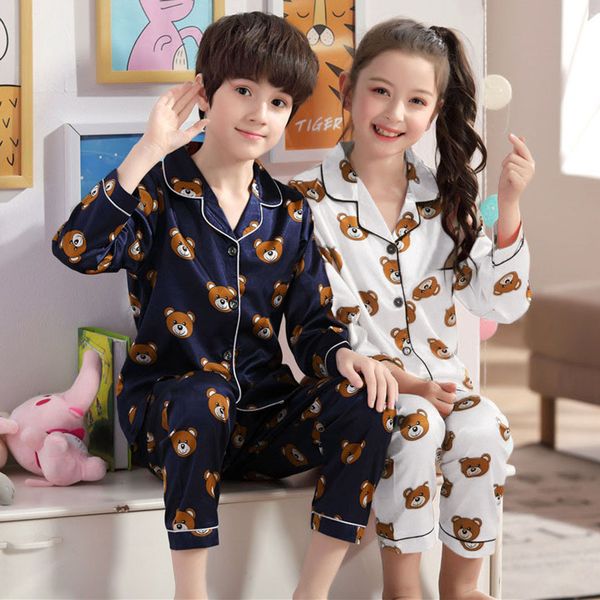 summer/springtoddler baby boys girls pajamas set cartton bear printed satin silk with pants sleepwear children's clothing sets, Blue;red
summer/springtoddler baby boys girls pajamas set cartton bear printed satin silk with pants sleepwear children's clothing sets, Blue;red