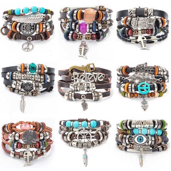 owl evil eye strands feather leather bracelets handmade jewelry bohemian style beaded multi-layer wrap bracelet women gifts, Black
owl evil eye strands feather leather bracelets handmade jewelry bohemian style beaded multi-layer wrap bracelet women gifts, Black