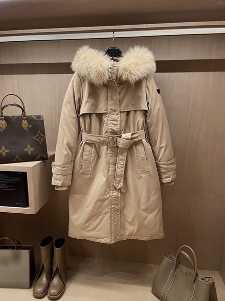 women's down & parkas winter big fur hood puffer jacket women knee length slim white duck overcoat with belt office lady, Black
women's down & parkas winter big fur hood puffer jacket women knee length slim white duck overcoat with belt office lady, Black