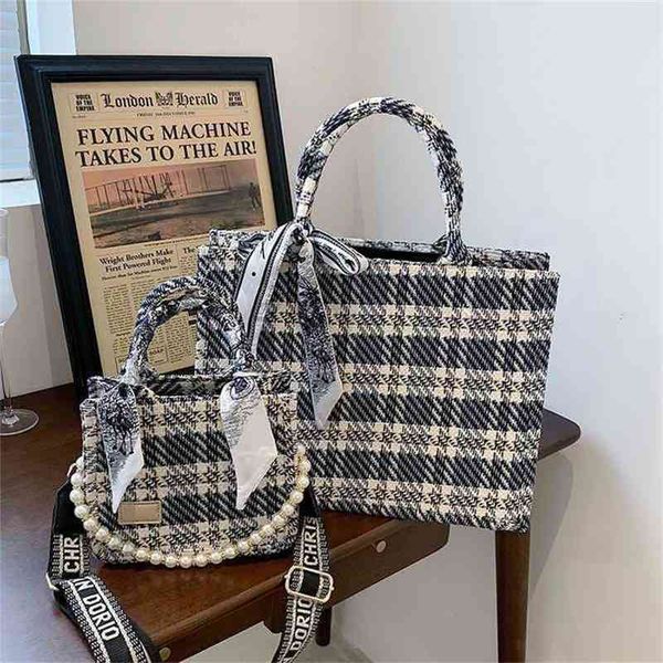 65% off online factory clearance super low summer version simple foreign style plaid canvas bag fashion pearl chain portable tote bag
65% off online factory clearance super low summer version simple foreign style plaid canvas bag fashion pearl chain portable tote bag