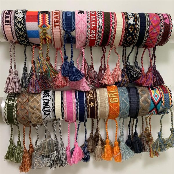 luxury rope material embroidery bracelet with sewing words and tassel d brand woven jewelry cotton bracelet gift friendship bracel200j, Black
luxury rope material embroidery bracelet with sewing words and tassel d brand woven jewelry cotton bracelet gift friendship bracel200j, Black