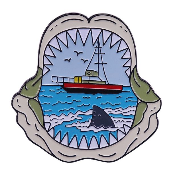 jaws thriller movie badge badge cartoon enamel pin lapel pins, Blue 
jaws thriller movie badge badge cartoon enamel pin lapel pins, Blue