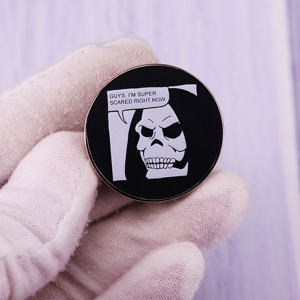 guys i'm super scared right now pin spooked scared skeletor brooch horror satan badge, Blue
guys i'm super scared right now pin spooked scared skeletor brooch horror satan badge, Blue