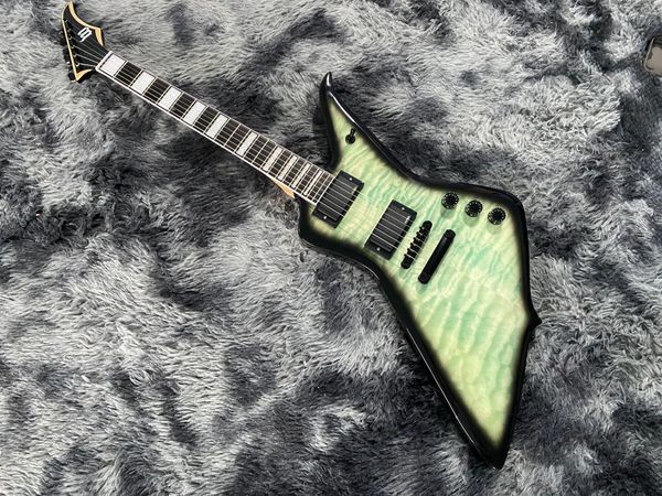 new style electric guitar exploer black hardware flame maple mahogany body and neck green color
new style electric guitar exploer black hardware flame maple mahogany body and neck green color