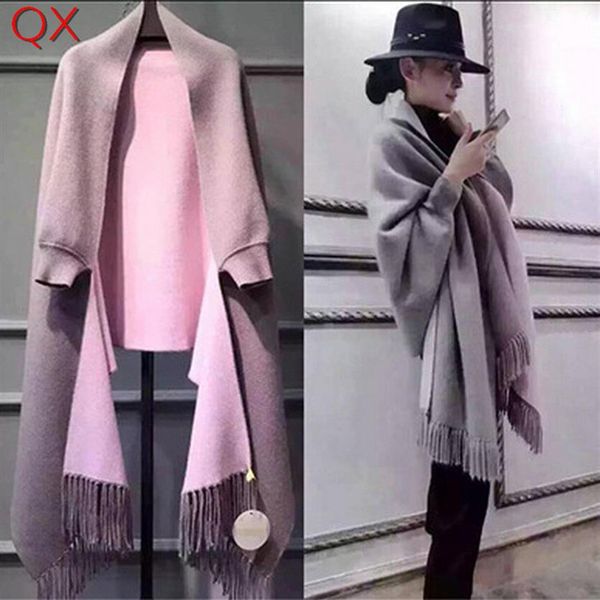 sc2 2017 oversize double side scarf winter faux cashmere poncho women solid designer female long sleeves wrap vintage shawl y18102205t, Blue;gray
sc2 2017 oversize double side scarf winter faux cashmere poncho women solid designer female long sleeves wrap vintage shawl y18102205t, Blue;gray