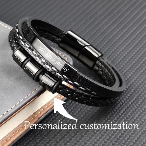 mingao charm name letter customize strands leather breaclet for women men stainless steel beads braided rope wrist bracelet personalized, Black
mingao charm name letter customize strands leather breaclet for women men stainless steel beads braided rope wrist bracelet personalized, Black