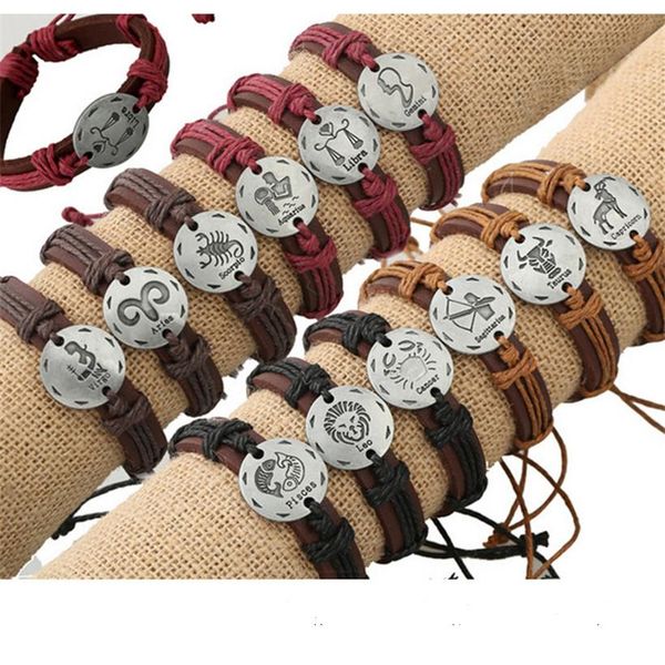 12pcs lot fashion 12 zodiac strands signs leather bracelet constellations charm bracelets adjustable bangle cuff jewelry gifts, Black
12pcs lot fashion 12 zodiac strands signs leather bracelet constellations charm bracelets adjustable bangle cuff jewelry gifts, Black