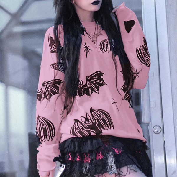 women's sweaters gothic bat print black sweater fairy grunge fashion winter aesthetic pink pullover harajuku long sleeve omen's, White;black
women's sweaters gothic bat print black sweater fairy grunge fashion winter aesthetic pink pullover harajuku long sleeve omen's, White;black